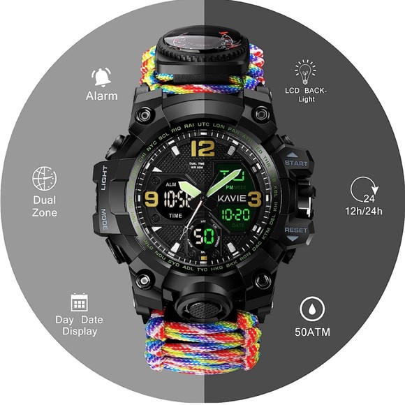 - 23-in-1 Survival Military Digital Watch, Mens Tactical Multi-Functiona…*…*NEW* - Picture 4 of 7